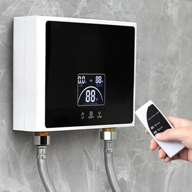 Tankless Durchlauferhitzer Elektrisch - 220V 5500W Instant Warmwasserbereiter mit LED-Display, 30-55℃, Steckerfertig, für Badezimmer Küche