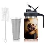 Iegefirm Cold Brew-Kaffeemaschine, 32 Unzen Cold Brew-, Filter für Cold Brew-Kaffeemaschine mit Hochdichtem Edelstahlfilter für Iced Brew-Kaffee, Eistee A