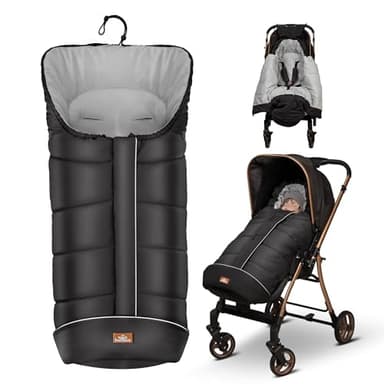 bemece Fußsack Kinderwagen Winter, Universal Fußsack Buggy mit Warmem & Bequemen Kristallvelours, Fusssack Kinderwagen Baby Winter für Buggys Kinderwagen - Schwarz