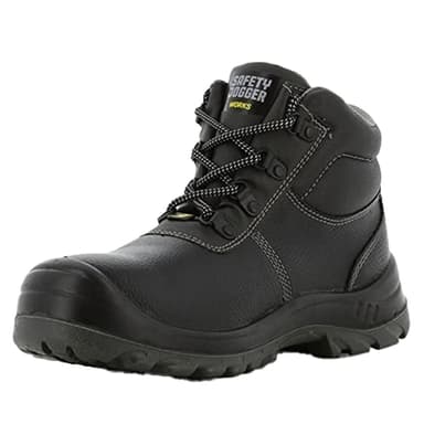 SAFETY JOGGER Stahlkappe S3/S1P, Arbeitsschuh für Damen oder Herren, rutschfeste, durchstoßfeste Stahlsohle, stoßdämpfend, wasser- und ölabweisend, Leder, Schwarz, Größe 48 Bestboy