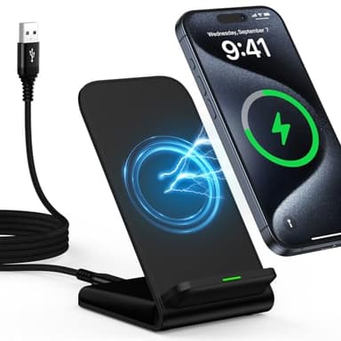 15W Wireless Charger Stand Induktive Ladestation für Samsung Galaxy S25 Ultra S24 FE S23 S22 S21 S20 Z Flip6, Google Pixel 9 Pro/8/7/6, iPhone 16/15/14 Handy Ladestation Schnelles Kabelloses Ladegerät