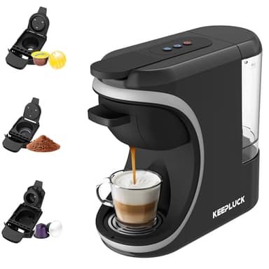 KEEPLUCK ST-551 3-in-1-Kapselkaffeemaschine für Nespresso Original/Dolce Gusto/Pulver, zwei Wassermengen zur Auswahl, kompakt und platzsparend, 600ML (Schwarz)