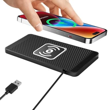 VOBOR Induktive Ladestation Auto, 15W Rutschfestes Kabelloses Auto Ladegerät, Universelles Autoladegerät, Kopfhörer und Geräte, die Kabelloses Laden Unterstützen (USB 30cm)