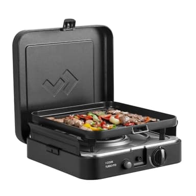 CADAC - 1 Cook Turbo FFD Flat Plate - 50mBar - Grillen - Tragbare Grills - Kochfläche aus Edelstahl - Inkl. Schutzhülle - Campingplatz - BBQ-Must-Haves