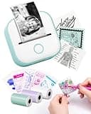 Mini Drucker - Tiny Printer T02 Mini Drucker für Smartphone Mini Thermodrucker Bluetooth Fotodrucker Aufkleber Drucker Mini Etikettendrucker Sofortdruck für Studiennotizen, Anatomische Diagramme,Fotos