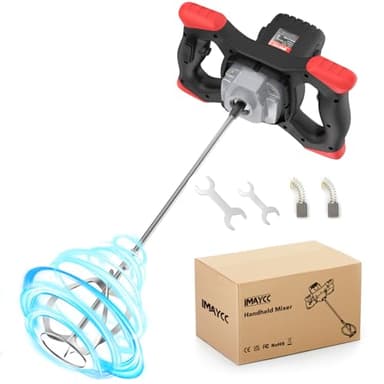 IMAYCC 2100W Rührwerk Mörtelrührer Elektrischer Beton Mischer Mörtelmischer M14 6 Geschwindigkeits Rührer Elektrisch Beton Farb und Mörtelrührer Handrührgerät Beton Für Bitumen Zementschlam (Schwarz)