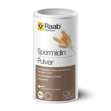 Raab Vitalfood® Bio Spermidin Weizenkeim Pulver (200 g) - 5 mg natürliches Spermidin pro Portion, mit Meßlöffel, Perfekt für Müsli oder Shake, Naturprodukt aus Bio Weizenkeimen ohne Zusätze
