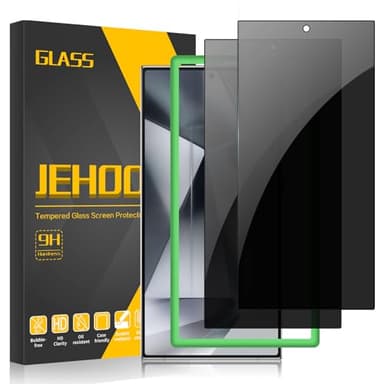 JEHOO 2 Stück für Samsung Galaxy S24 Ultra Panzerglas Sichtschutz, Anti-Spähen Gehärtetes Glas Schutzfolie, Fingerabdruck-ID Unterstützen, Anti-Kratzen, Blasenfreie, Anti-Spy 9H Displayschutzfolie