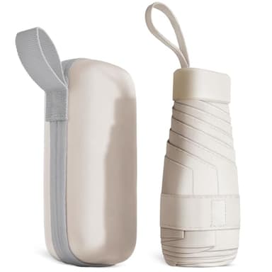 Aolso Reise-Regenschirm - 6 Rippen Mini-UV-Schirm, Winddicht Mit Kapselhülle, Tragbarer Taschenschirm für Männer Und Frauen (Weiß)