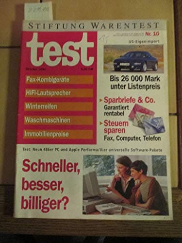 Stiftung Warentest Heft 10 / 1994: Fax-Kombigeräte, Hifi-Lautsprecher, Winterreifen, Waschmaschinen, Immobilienpreise