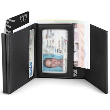 TENBST Geldbörse Herren, Slim Wallet Geldbeutel mit Münzfach & RFID Schutz, Leder Portmonee, 8 Fächer für Kreditkarten, Kartenetui Herren - Schwarz