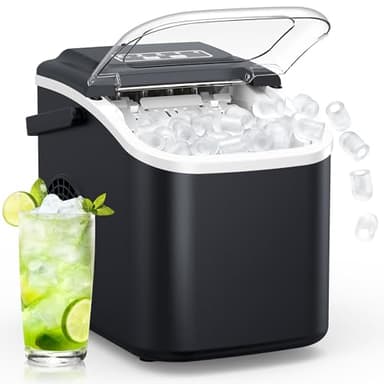 Eiswürfelmaschine Klein Ice Maker Machine: Tragbarer Eiswürfelbereiter, 12kg/24H, 8 Eiswürfel in 6 Min, 2 Eiswürfelgrößen,Mini Eiswürfelmaschinen mit Selbstreinigung für Zuhause/Küche/Camping/Party/RV