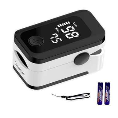 Berrcom Pulsoximeter Blut-Sauerstoff-Sättigung Monitor Finger hohe Genauigkeit Sats Monitor für Kinder, Erwachsene mit Batterien und Lanyard