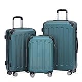 BEIBYE 2045 Zwillingsrollen 3tlg. Reisekoffer Koffer Kofferset Trolleys Hartschale in 14 Farben (Dunkelgrün)