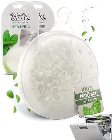 SHAKE Spülmaschinen Deo (Minze) • Duft für Geschirrspüler • Frischer Spülmaschine Duft gegen Gerüche • Geruchsentferner Spülmaschine • 2 Stück