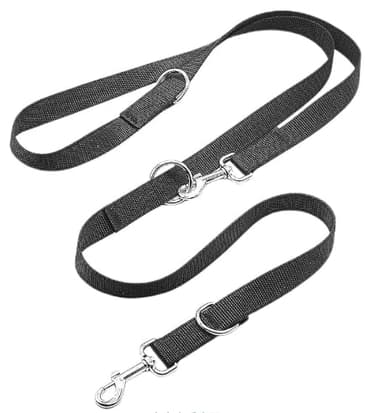 Hundeleine 3 Meter Verstellbare Schleppleine mit 2 Karabiner, Verdickte Führleine Doppelleine, Freihandleinen, Übungsleine aus Nylon, Schwarz