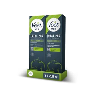 Veet Men Enthaarungscreme für Herren, Brust und Körper für normale Haut, dermatologisch getestet, wirksam nach 5 Minuten, 400 ml (2 x 200 ml)