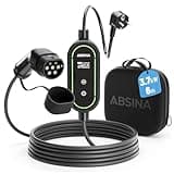 ABSINA Typ 2 Ladekabel Schuko mit Einstellbarer Ladeleistung - ICCB Ladekabel 3,7kW 16A 1 phasig IP67 mit 6 m Kabel - Ladekabel Schuko auf Typ 2 für i3, e-Up, ID.3, ID.4, Zoe, fortwo, Kona UVM