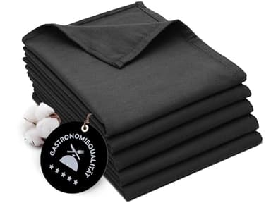 ZOLLNER 5er Set Geschirrtücher Baumwolle in 50x70 cm - super saugstarke und robuste Küchentücher - waschbar bis 60°C – in schwarz - Gastronomiequalität - Oeko Tex® Zertifiziert