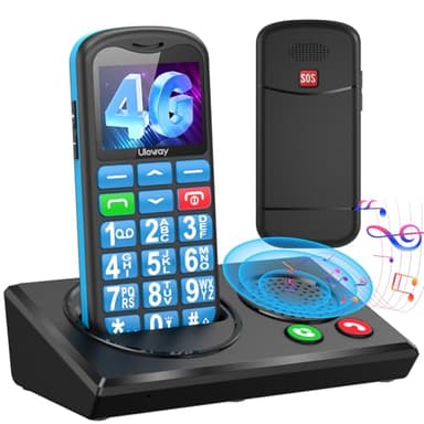 uleway 4G Seniorenhandy mit Bluetooth Lautsprecher Ladestation |Lauter Ton | Rauschunterdrückung,Tastenhandy Seniorentelefon Ohne Vertrag, Rentner Handy mit SOS-Funktion, Kurzwah