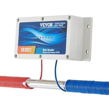 VEVOR Elektronisches Wasserentkalkersystem, salzfreier Entkalker für das ganze Haus, Wasserenthärter zur Reduzierung von Kalkablagerungen, für alle Arten von Sanitärrohren