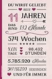 Notizbuch Mädchen 11 Jahre: Geburtstagsgeschenk für 11 jährige Mädchen kleines Geschenk zum 11ten Geburtstag A5 Buch liniert praktisch für Notizen das Tagebuch mit schönem Spruch zum 11. Geb