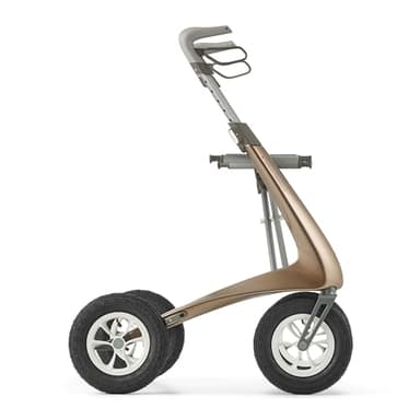 byACRE Carbon Overland/All Terrain Carbon-Rollator/Stoßdämpfende, große Luftreifen / 6,7 kg leicht/Zusammenfaltbar mit Sitz/Bentley-Braun