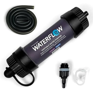 Wasser Filter tragbarer survival - Mini Wasserfilter Outdoor - Trinkwasser Überleben - 99,9% Bakterienentfernung - Mit Eimerbefestigung Für Camping, Reisen, TÜV-geprüft (3 Phasen - 8000 Liter)