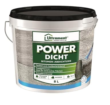 Ultrament Power Dicht 8 l | hochwertige Bitumen-Universalabdichtung, schnell trocknend & elastisch