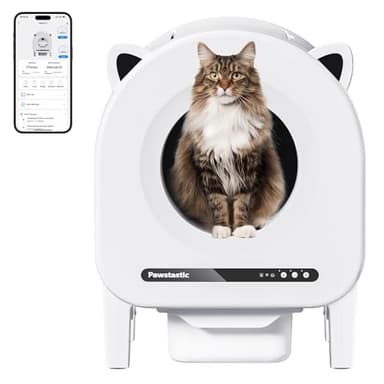 Selbstreinigende Katzentoilette mit App-Steuerung, Sicherheitssensoren, Intelligenter Gesundheitsüberwachung, 68 L Großraum & Geruchsfreier Abfallbehälter für Mehrkatzenhaushalte