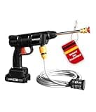 Genius Akku-Hochdruckreiniger High Pressure Cleaner 12-TLG., Hochdruckreiniger Pistole Professional, Waschpistole Auto mit Akku und Wasserschlauch 5 M, Mobile Hochdruck Reiniger für Terrasse Garten