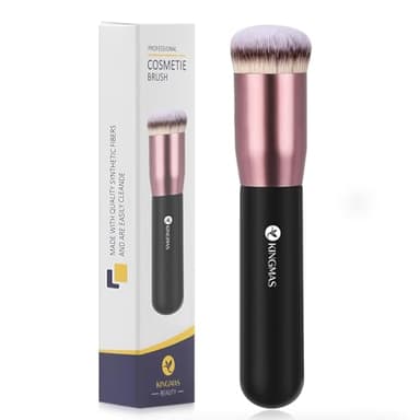 KINGMAS Premium Make Up Pinsel, Kabuki Foundation Pinsel für Grundierung Flüssigkeiten, Mischen, Cremige, Pudrige, Rouge, Puder, Tupfen, Mineralpuder (B (Round Top)