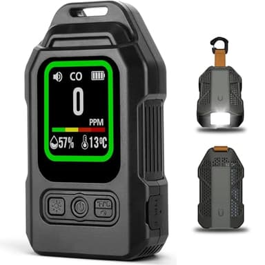 BLOGLOER 3 in 1 Tragbarer CO Melder mit Temperatur Luftfeuchtigkeit, Kohlenmonoxid Melder mit TFT Bildschirm, Upgrade CO Warner Kohlenmonoxidmelder mit Magnetischer Rückseite