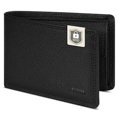 REDOLZ Mini-Geldbörse aus Leder | RFID-Schutz & 4 Kreditkartenfächer | Herren-Geldbeutel Querformat | Maße 10,5 x 2 x 7,5 cm