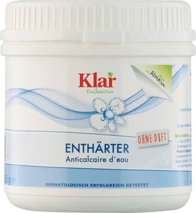 Klar eco Sensitive Enthärter 325g, ohne Duft, für weiches Wasser, verbessert das Waschergebnis, vegan 12x325g