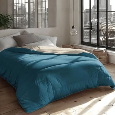 Zelesta Royalbed Bettdecke 135x200 4 Jahreszeiten - Bettwäsche winterdecke und Sommer-Bettdecke warm Duvet - Waschbare bettdecke ohne Bezug - Anti-Allergene Steppdecke (Midnight & Sand Beach)