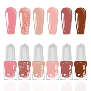 6 Farben Nagellack Nudetöne - 2ml Kompakter Nagelack Schnelltrocknend in Reisegröße - Wasserbasierter Nagellack Mädchen Ungiftig - Natürlich Peel off Nail Polish für Frauen Geschenkset (Nude)