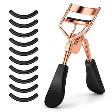 Sibba Professioneller Wimpernzange Wimpernzange mit 10 extra Silikon-Ersatzpads für Frauen Mädchen kein Kneifen oder Ziehen Passend für alle Augenformen (Gold)