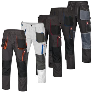 Arbeitshose Herren Größe 48 Schwarz Orange mit Werkzeugtaschen elastischem Bund Knieverstärkung strapazierfähige Arbeitshose für Handwerk Azubi Montage Instandhaltung Elektroinstallation Metallbau