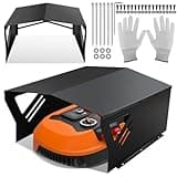 Jiubiaz Mähroboter Garage Verzinktem Schutzüberdachung Carport Überdachung für Rasenmäher Rasenroboter mit Handschuhe und UV-Schutz | ideal Gegen Regen und Hagel 78x60x34cm Schwarz