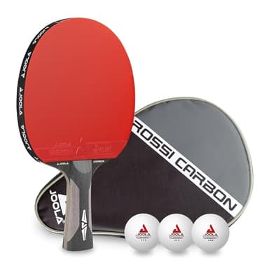 JOOLA Profi Tischtennisschläger Rosskopf Carbon, ITTF zugelassen, für fortgeschrittene Spieler, inklusive Hülle und 3 Bälle, 29,5 cm