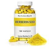 Berberin 500 mg (180 Kapseln) - Made in Germany - vegan - hochdosiert 97% Berberin HCl - natürliches Nahrungsergänzungsmittel Berberin Pulver Wurzelextrakt aus der Berberis Aristata Pflanze