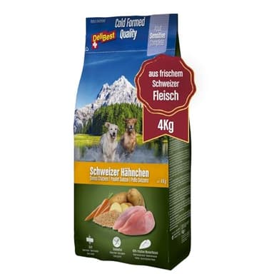 DeliBest Adult Sensitive Complete Dog Hähnchen I Halbfeuchtes Futter für Hunde I aus 100% Schweizer Hähnchenfleisch I getreidefrei & ohne andere Zusätze I Hundefutter kaltgepresst I 4 kg