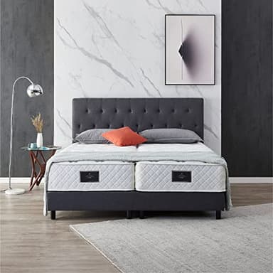 De RUCCI Boxspringbett Modell 211 mit Taschenfederkernmatratze, Bestes Preis-Leistungsverhältnis, DREI Farben und 4 Maße wählbar, Lager, einfache Montage (200 x 200 cm, Anthrazit)