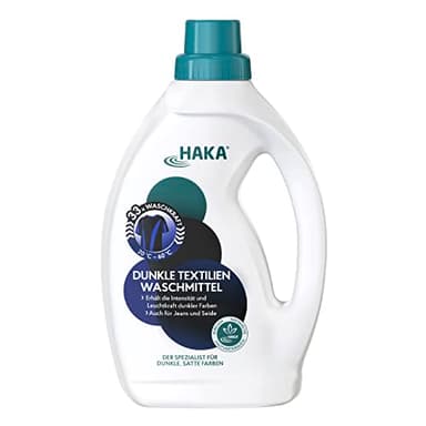 HAKA Flüssigwaschmittel Schwarz & Dunkel, 1 L (33 WL), schützt vor Verblassen & Grauschleier, strahlende Farben, für Jeans, Wolle, Seide, keine Knötchenbildung, umweltfreundlich