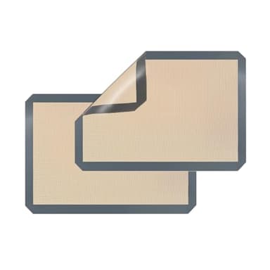 Backmatte aus Silikon Wiederverwendbare Backfolie .42x29.5 cm - 2er Set Antihaft Beschichtung, Wiederverwendbar, BPA Frei, Für Teig Ausrollen, Kekse, Brot, Pizza, Rutschfest und Hitzebeständig ﻿