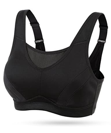 Wingslove Damen Sport BH ohne Bügel Nicht Gepolstert High Impact Bustier Halt Joggen BH （Schwarz 38C）