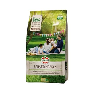 SPERLI's Schattenrasen 1 kg für 35 m² - Ökologisch umhüllte Rasensamen für schnelle Keimung, Schatten, verdrängt Moos & Unkraut