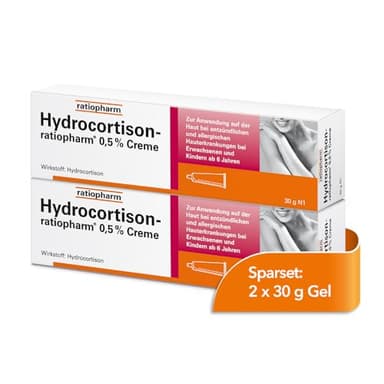 Hydrocortison-ratiopharm® 0,5% Creme bei allergischen und entzündlichen Hautirritationen, Juckreiz, sonnenbeanspruchter Haut und Insektenstichen. 30 g Creme