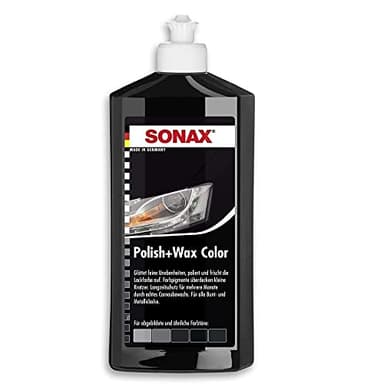 SONAX Polish+Wax Color NanoPro Schwarz (500 ml) Mittelstarke Politur mit Farbpigmenten und Wachskomponenten | N. 02961000-820